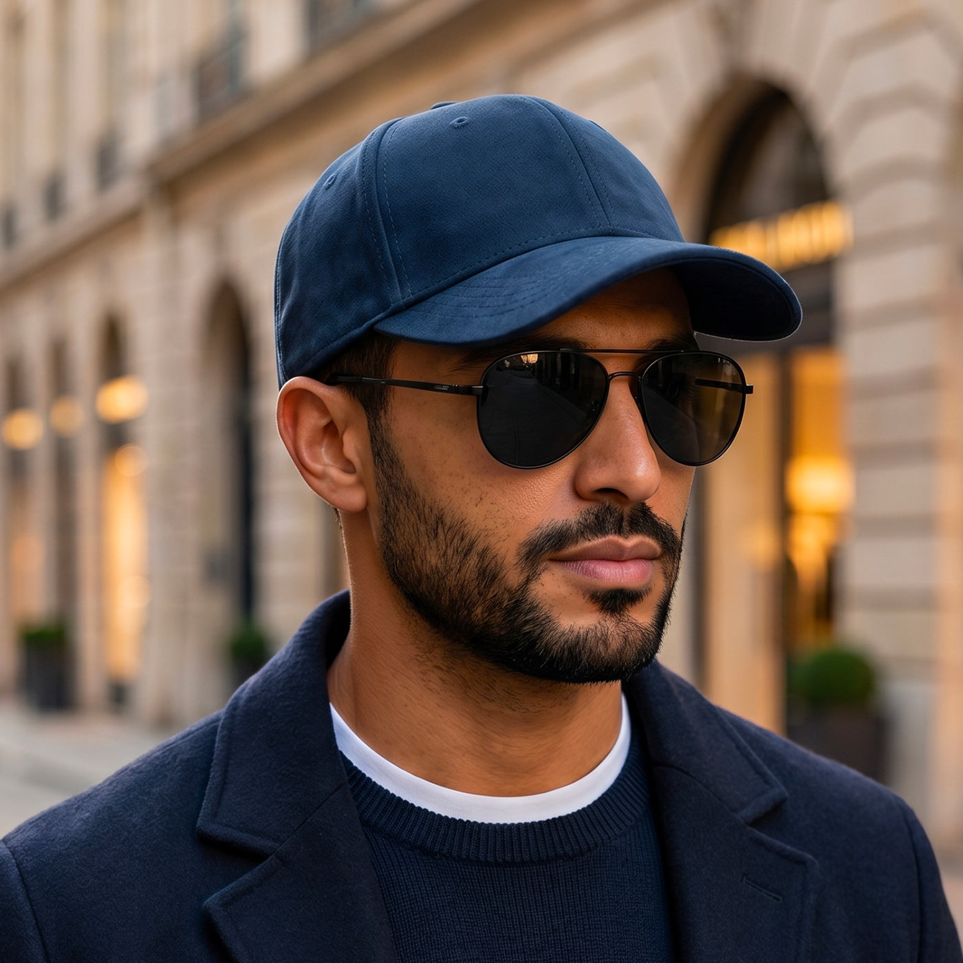 Casquette en daim Bleu nuit