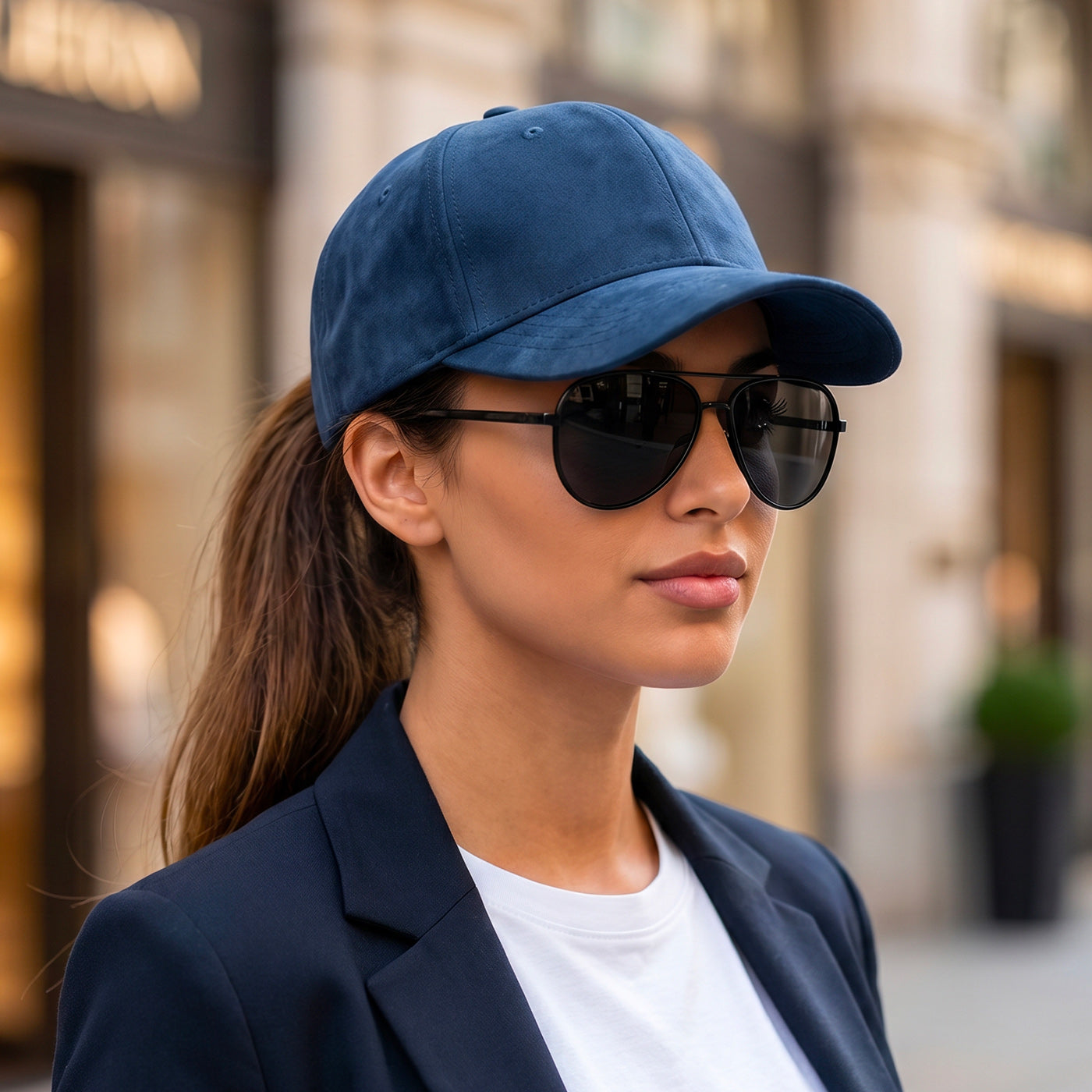 Casquette en daim Bleu nuit