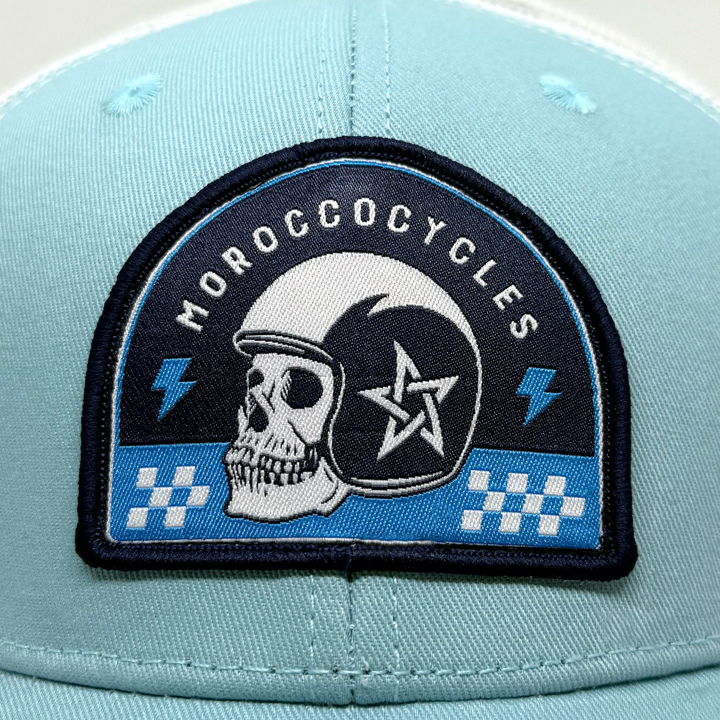 Casquette Moroccocycles Bleu claire