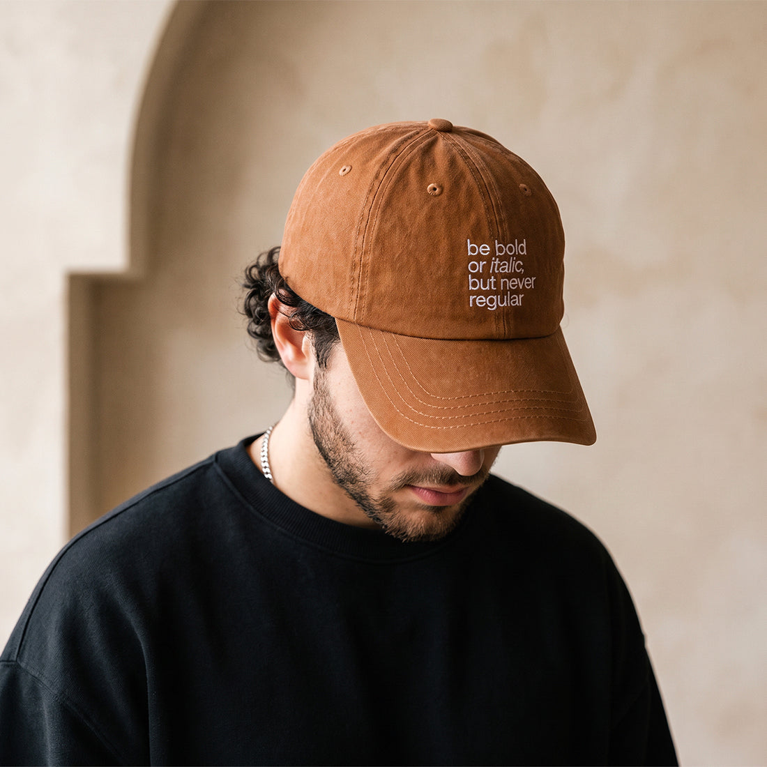 Casquette vintage Be Bold camel