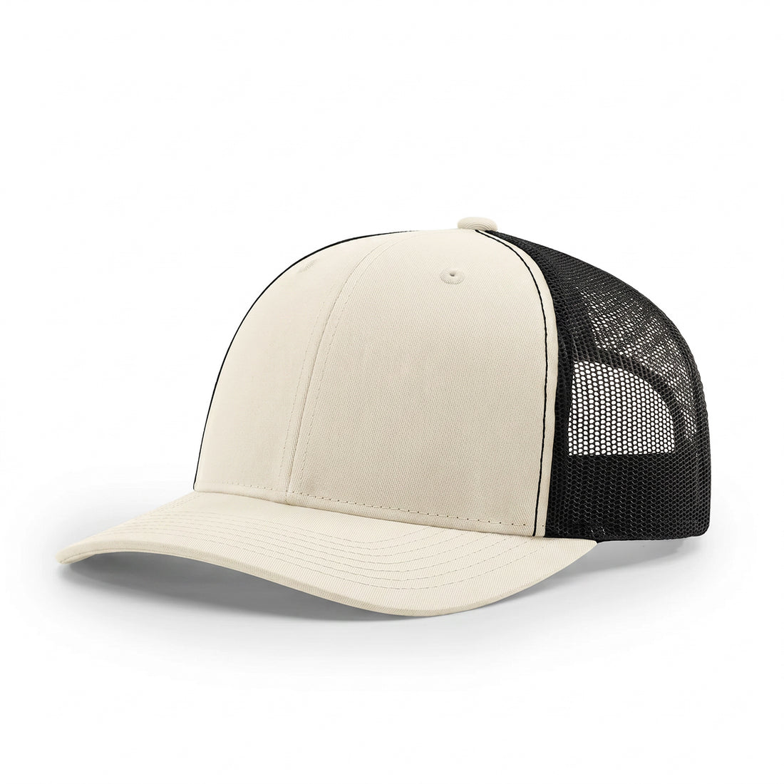 Casquette de camionneur simple à six panneaux Blanc filet noir