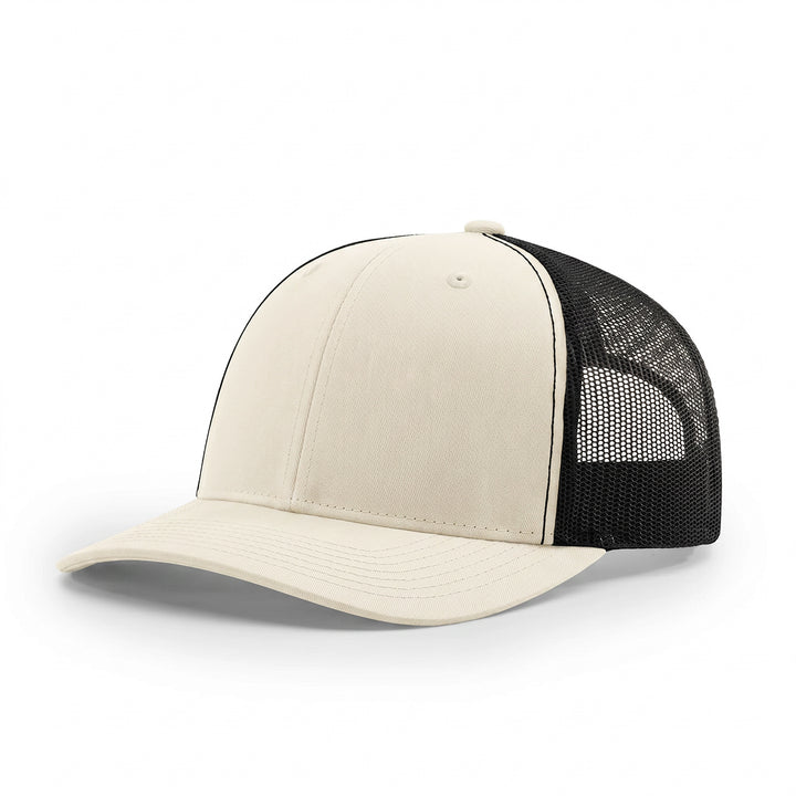 Casquette de camionneur simple à six panneaux Blanc filet noir